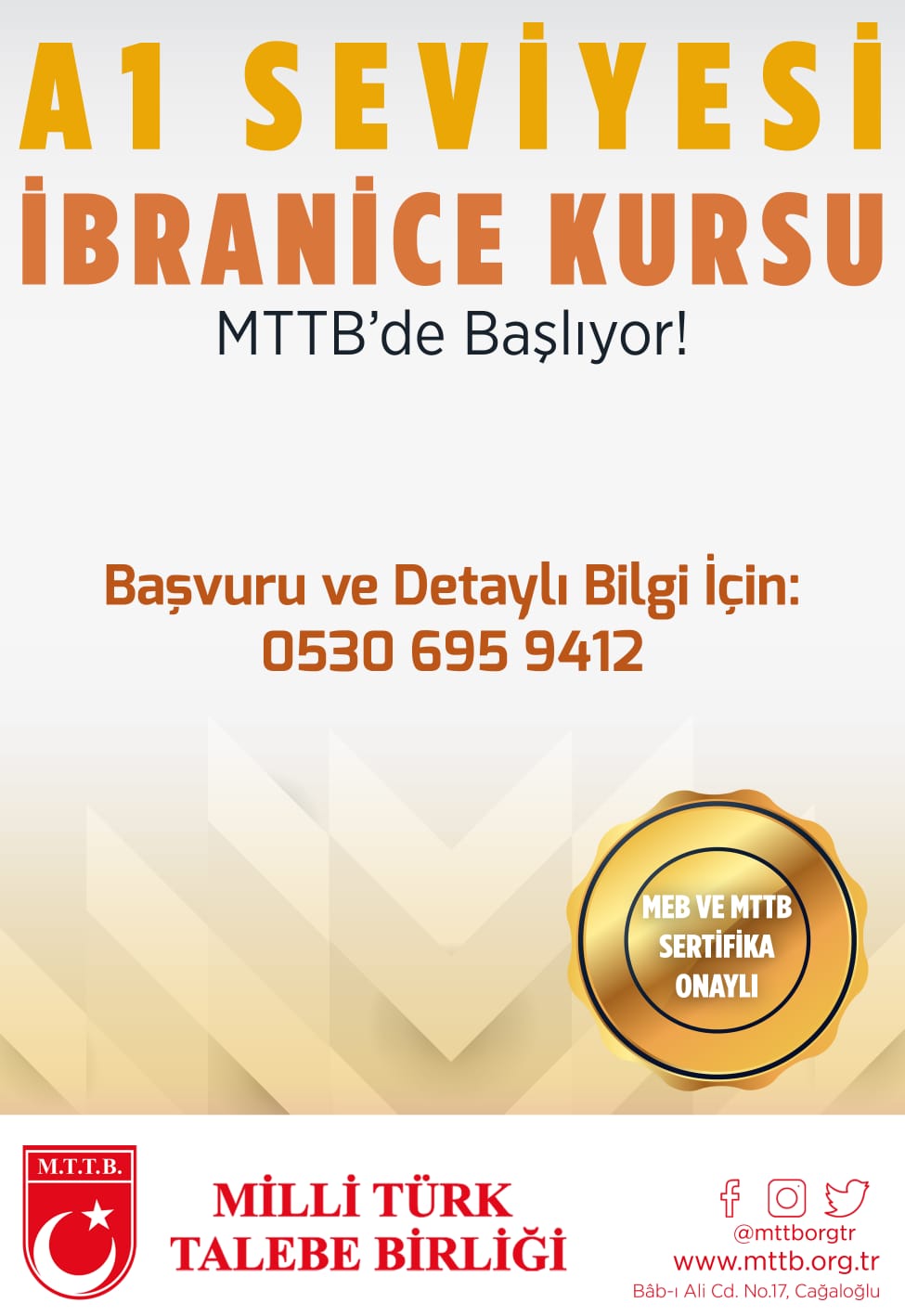 A1 Seviyesi İbranice Kursu