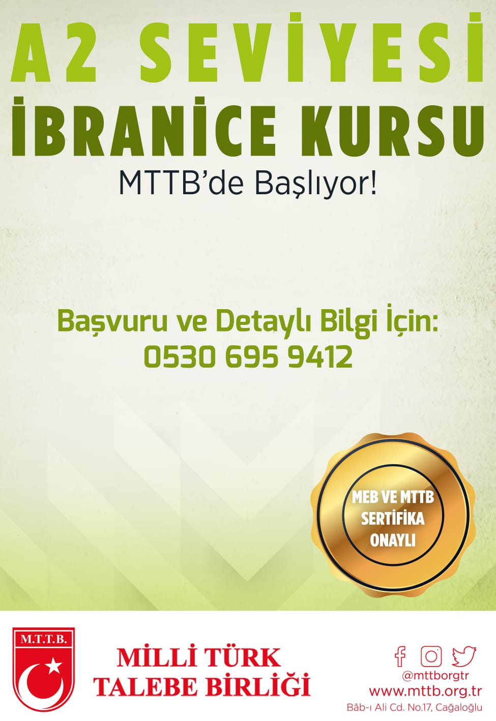 A2 Seviyesi İbranice Kursu