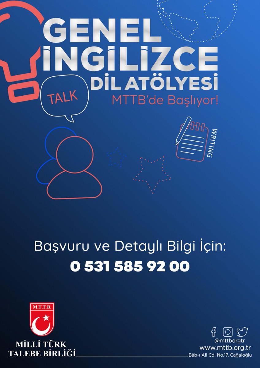 'Genel İngilizce Dil Atölyesi' MTTB İstanbul Şubesinde Başlıyor!