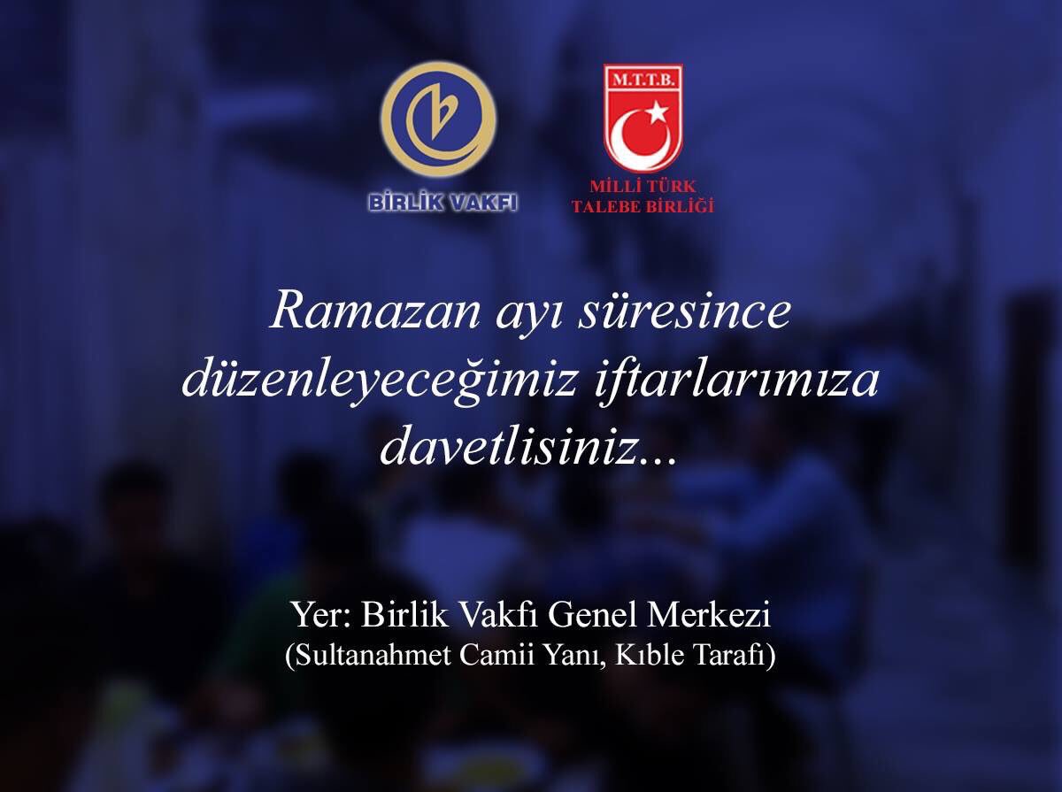 İftar soframıza teşriflerinizi bekleriz.