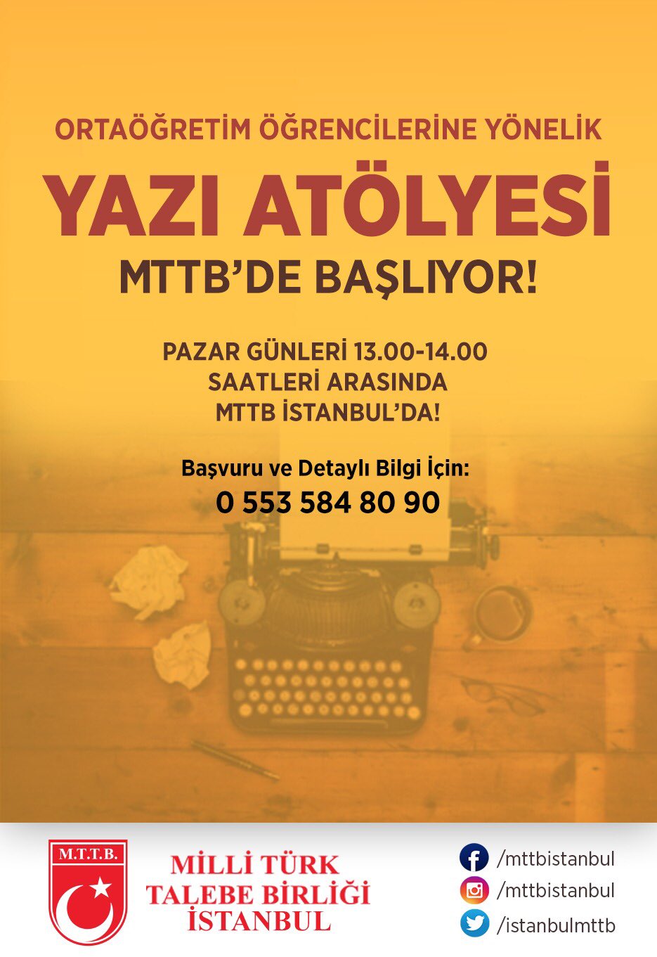 Ortaöğretim Öğrencilerine Yönelik 'Yazı Atölyesi' MTTB'de Başlıyor! 