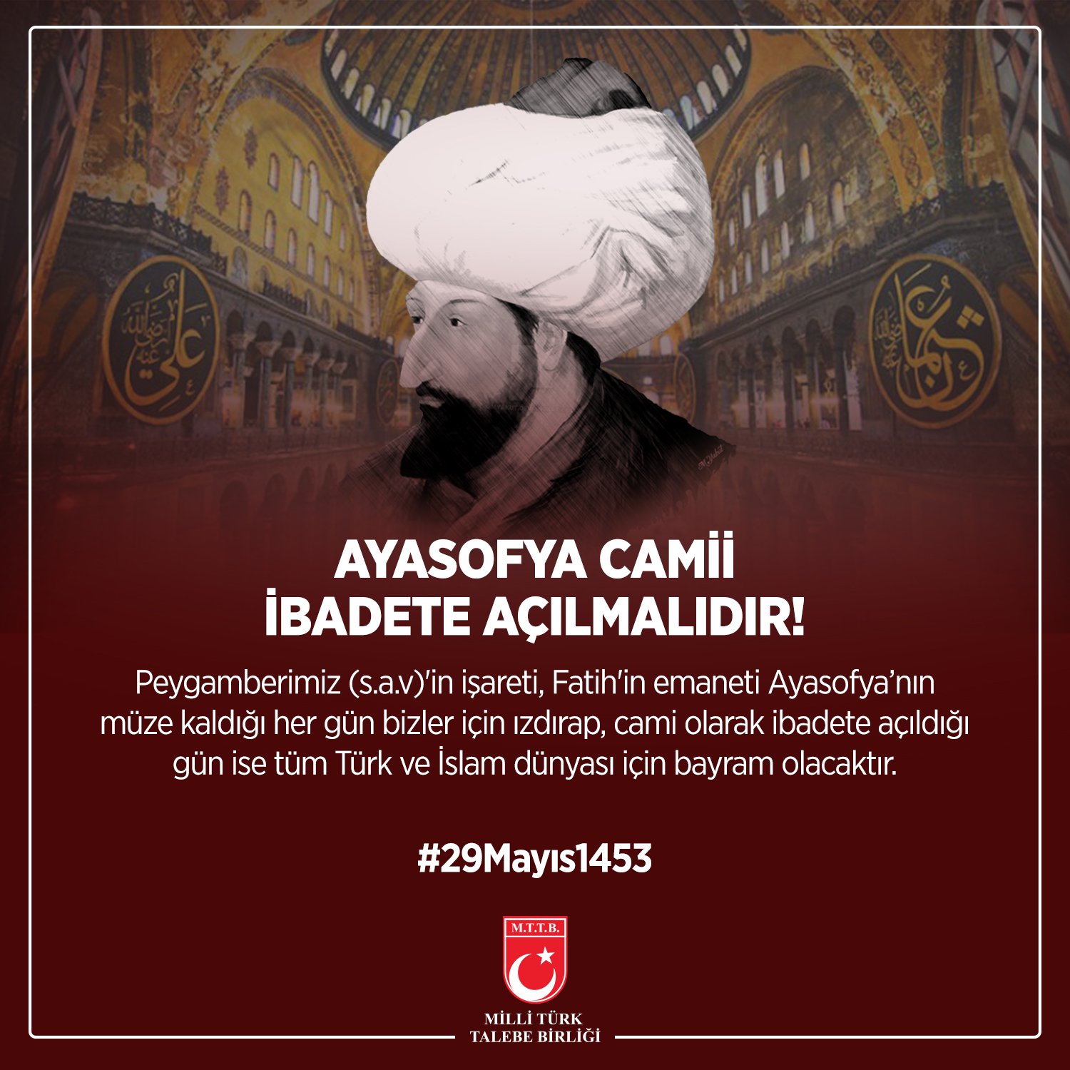 AYASOFYA CAMİİ İBADETE AÇILMALIDIR!